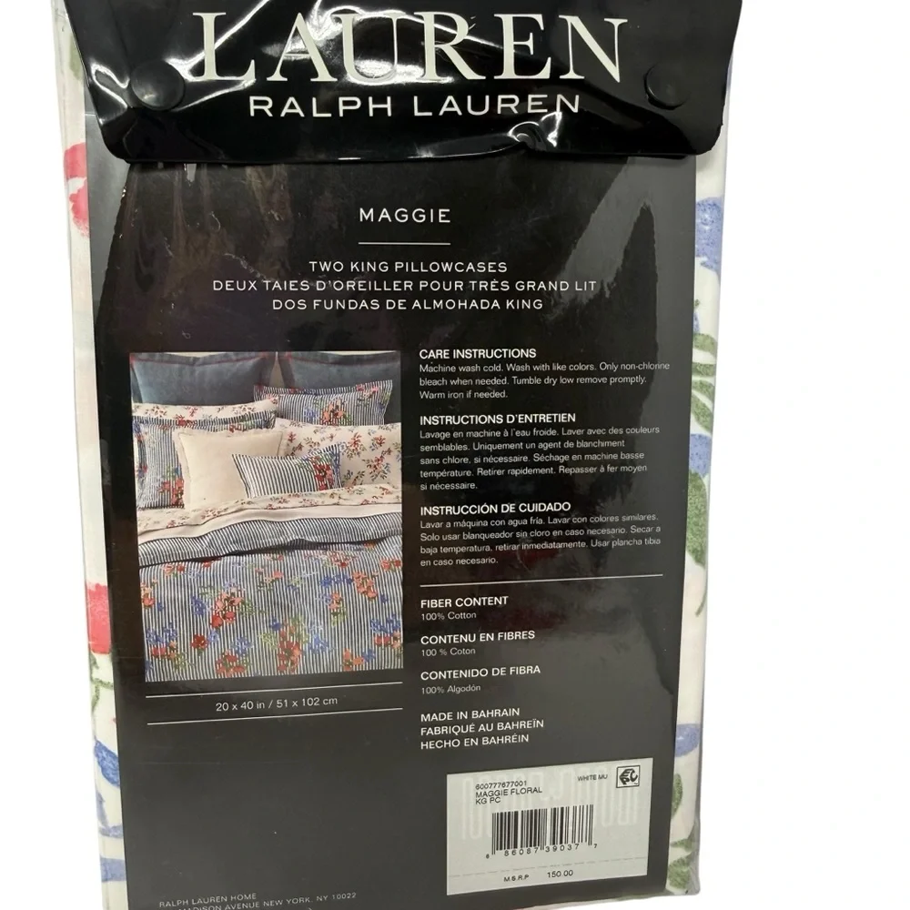 Lauren Ralph Lauren 2 King Size Pillowcases Maggie Floral Cottage NWT
